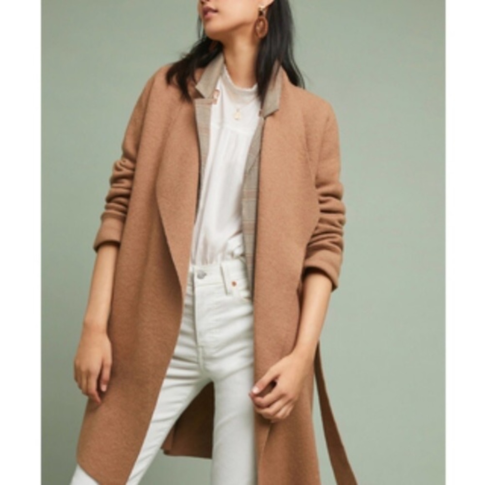 Caramel wrap sweater coat from Anthropologie.